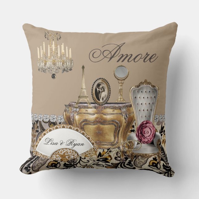 CUSTOM French CHIC PARIS Theme Beige ColorPillow Cushion (Front)