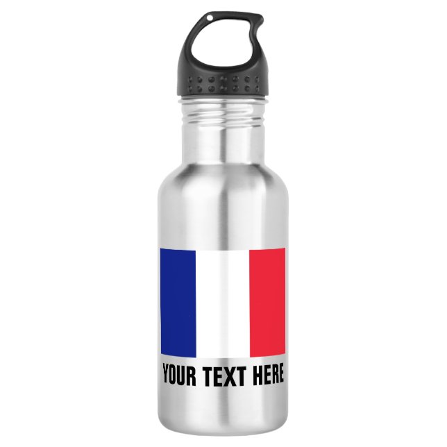 Custom French flag water bottles for France (Front)