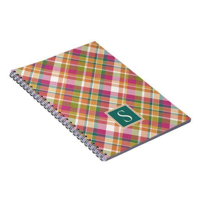Custom French Vintage Stripe Plaid Gingham Pattern Notebook (Right Side)
