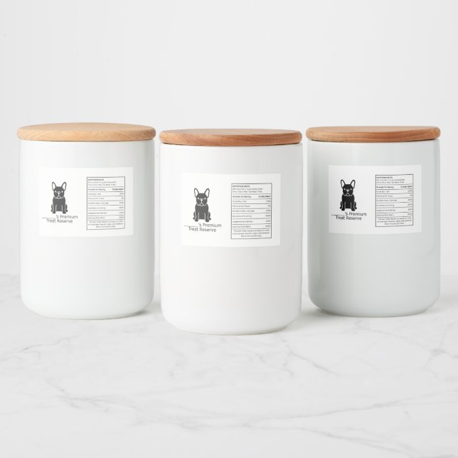 Custom Frenchie Treat Box - Personalised Pet Food Label (Bottles)