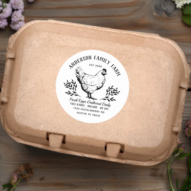 Custom Fresh Eggs Family Farm  Classic Round Sticker (Creator Uploaded)