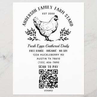 Custom Fresh Eggs Family Farm Stand QR Code Flyer