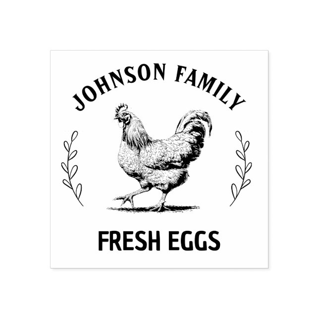 Custom Fresh Eggs Family | Farmhouse Hen | Egg  Ru Rubber Stamp (Imprint)