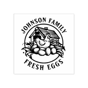 Custom Fresh Eggs Family   Farmhouse Hen   Egg  Ru Rubber Stamp