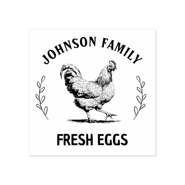 Custom Fresh Eggs Family | Farmhouse Hen | Egg  Ru Rubber Stamp (Imprint)