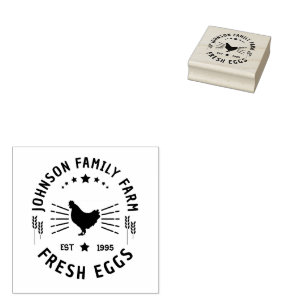 Custom Fresh Eggs Family   Farmhouse Hen   Egg  Rubber Stamp