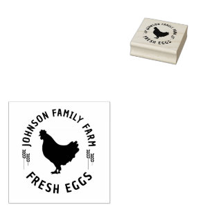 Custom Fresh Eggs Family   Farmhouse Hen   Egg  Rubber Stamp