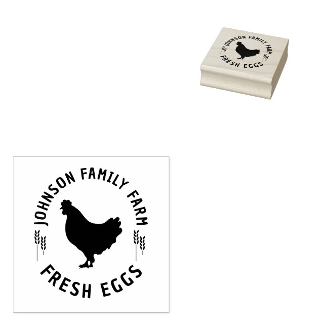 Custom Fresh Eggs Family | Farmhouse Hen | Egg  Rubber Stamp (Stamped)