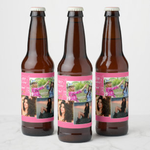 Custom Friend Happy Birthday Photo Collage Beer Bottle Label