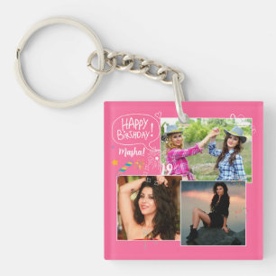 Custom Friend Happy Birthday Photo Collage Key Ring