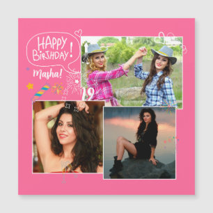 Custom Friend Happy Birthday Photo Collage Magnet