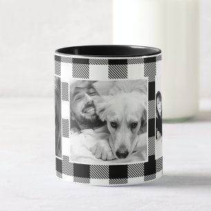 Custom Friends Photo Buffalo Plaid Pattern White Mug