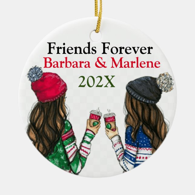 Custom Friendship Christmas Tree Ceramic Tree Decoration (Front)