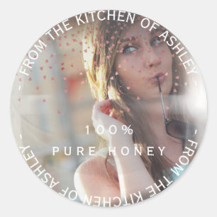 Custom From Kitchen Honey Photo Pink Rose Bubble Classic Round Sticker