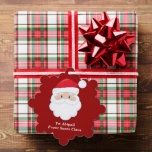 Custom From Santa Claus Cute Red Christmas Gift<br><div class="desc">Customise these cute from Santa Claus ornament gift tags with your own personalised text in white. Santa's red hat and white beard are the perfect holiday image on this festive red gift tag for kids presents.</div>