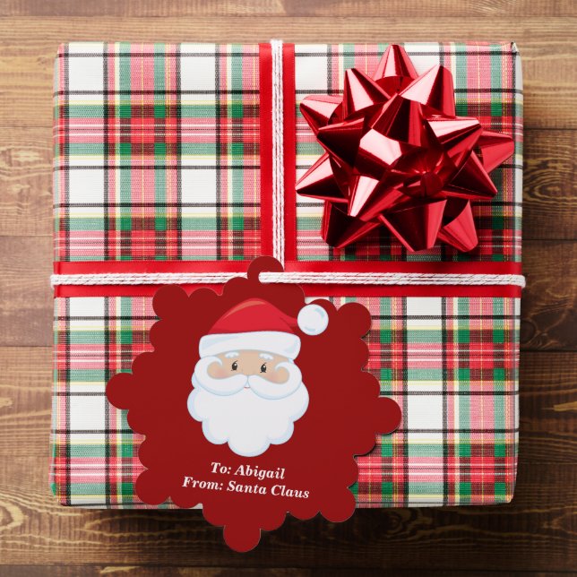 Custom From Santa Claus Cute Red Christmas Gift Tree Decoration Card (Insitu (Gift))