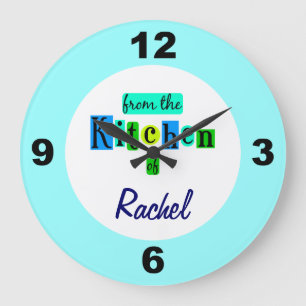 Custom From the Kitchen Of Blue Green Colours Cloc Large Clock