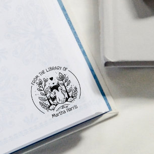 Custom From the Library Of, Cute Fox  Rubber Stamp