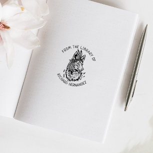 Custom From the Library Of, Fox Book  Rubber Stamp