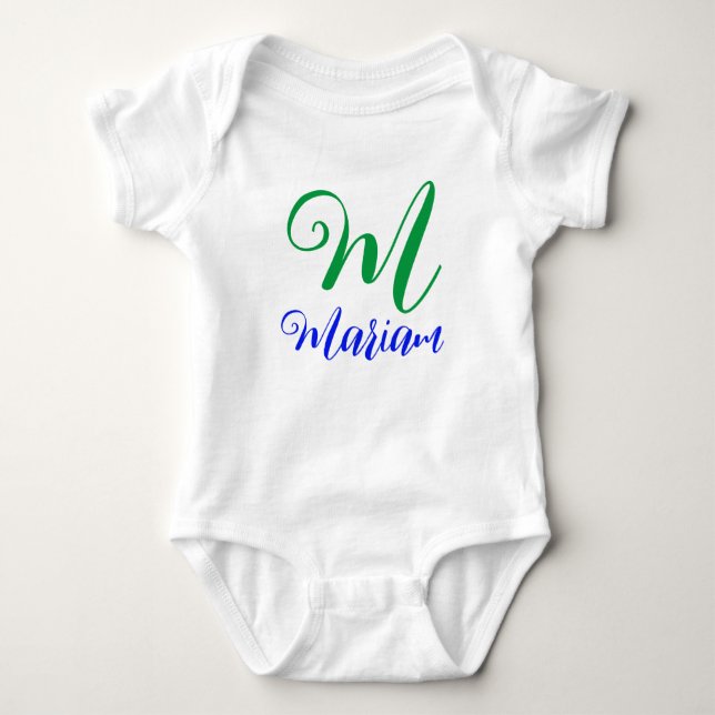 Custom Front & Back (Name & initial Letter) - Cute Baby Bodysuit (Front)