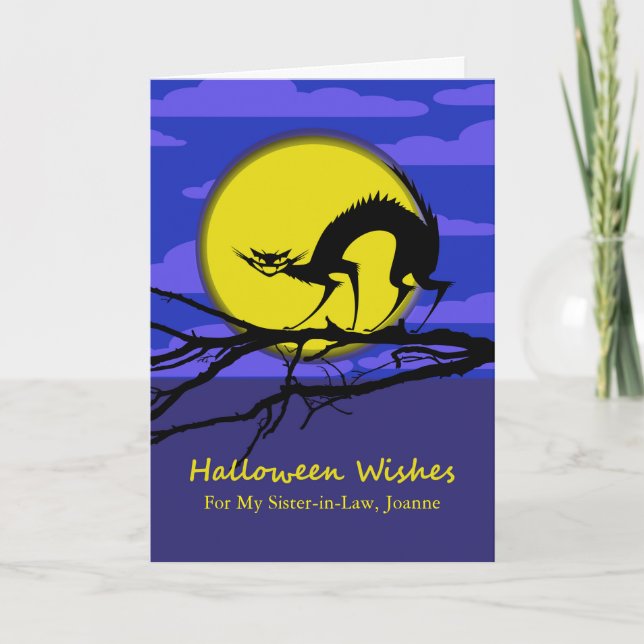 Custom Front Halloween for Sister in Law Cat Card (Front)
