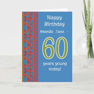 Custom Front Red Field Poppies 60th Birthday Card