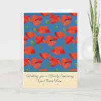 Custom Front Red Field Poppies Get Well Card