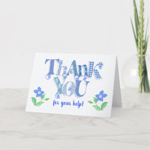 Custom Front Thank You with Blue Periwinkles Card
