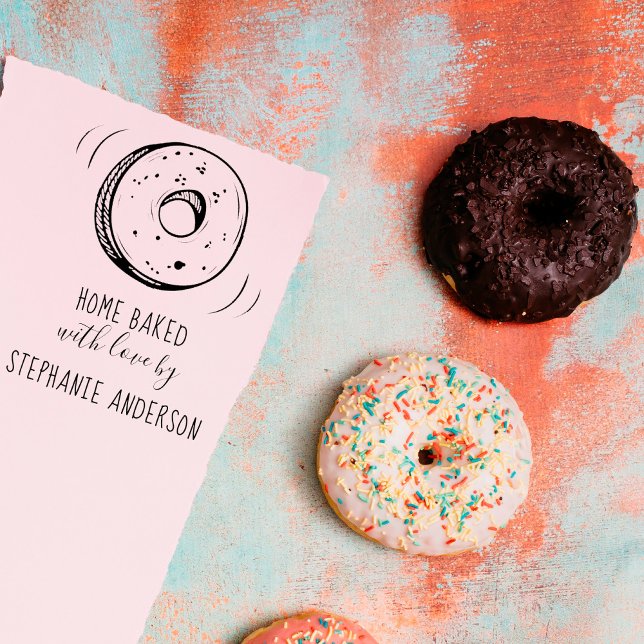 Custom Fuchsia Hand-drawn Doughnut Home Baked Self-inking Stamp (Creator Uploaded)