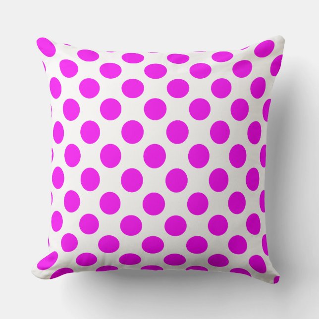 Custom Fuchsia Pink Polka DotThrow Pillow (Front)