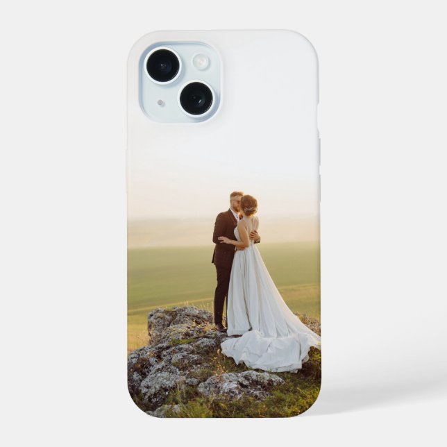 Custom Full Photo Wedding Couple Anniversary iPhone 15 Case (Back)