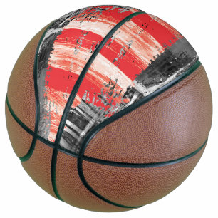 Custom Fullsize Basketball – Red Pulse Abstract 