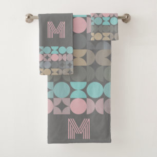 Custom Fun Abstract Circles Squares Popart Pattern Bath Towel Set