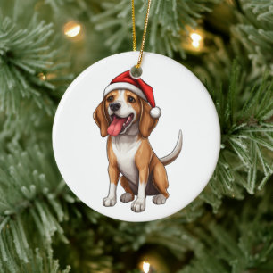 Custom Fun Beagle Christmas Dog Ceramic Tree Decoration