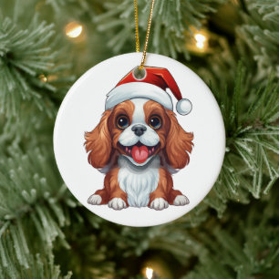 Custom Fun Cavalier King Charles Spaniel Christmas Ceramic Tree Decoration