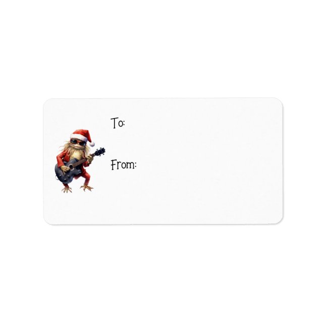 Custom Fun Christmas Frog Rock Band To/From Labels (Front)