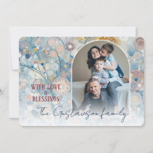 Custom Fun Colorful Abstract Snowflakes Floral Art Holiday Card