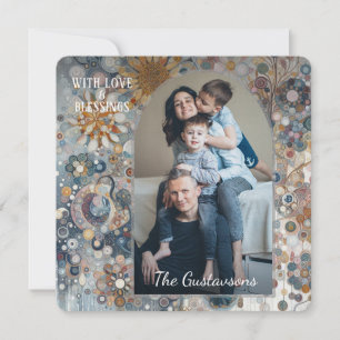 Custom Fun Colourful Abstract Snowflakes Floral Ar Holiday Card