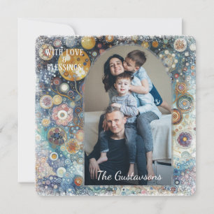 Custom Fun Colourful Abstract Snowflakes Floral Ar Holiday Card