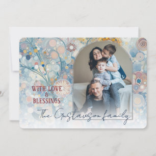 Custom Fun Colourful Abstract Snowflakes Floral Ar Holiday Card