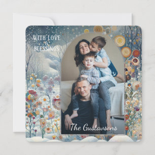 Custom Fun Colourful Abstract Snowflakes Floral Ar Holiday Card