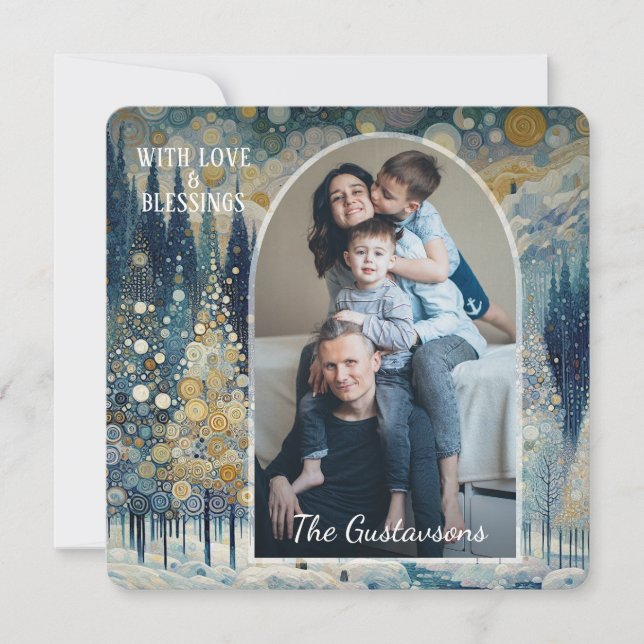 Custom Fun Colourful Abstract Winter Wonderland Ar Holiday Card (Front)