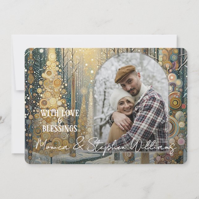 Custom Fun Colourful Abstract Winter Wonderland Ar Holiday Card (Front)