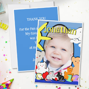 Custom Fun Cute Animals Birthday Thank You Card