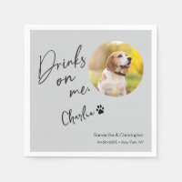 Custom fun Dog Photo Drinks on Me Wedding 