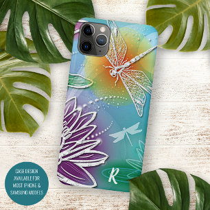 Custom Fun Dragonfly Colourful Modern Spring Flora Case-Mate iPhone Case