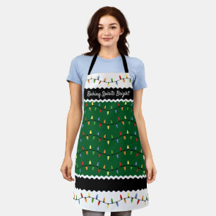Custom Fun Festive Christmas Tree Lights Pattern Apron