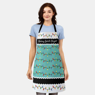 Custom Fun Festive Holiday Tree Lights Pattern Apron