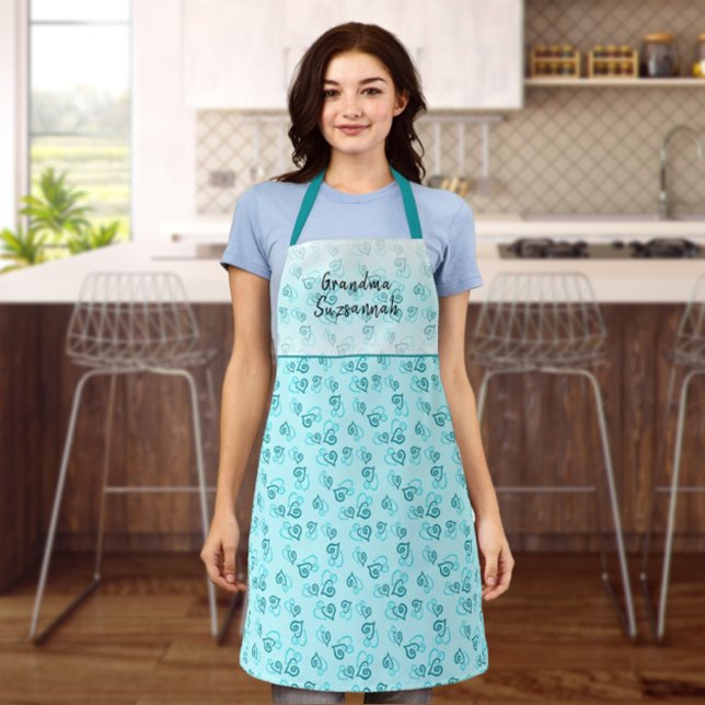 Custom Fun Green Linked Heart Pattern Custom Apron (Creator Uploaded)