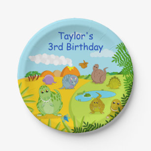 CUSTOM, fun Jurassic cute dinosaur cartoon design: Paper Plate